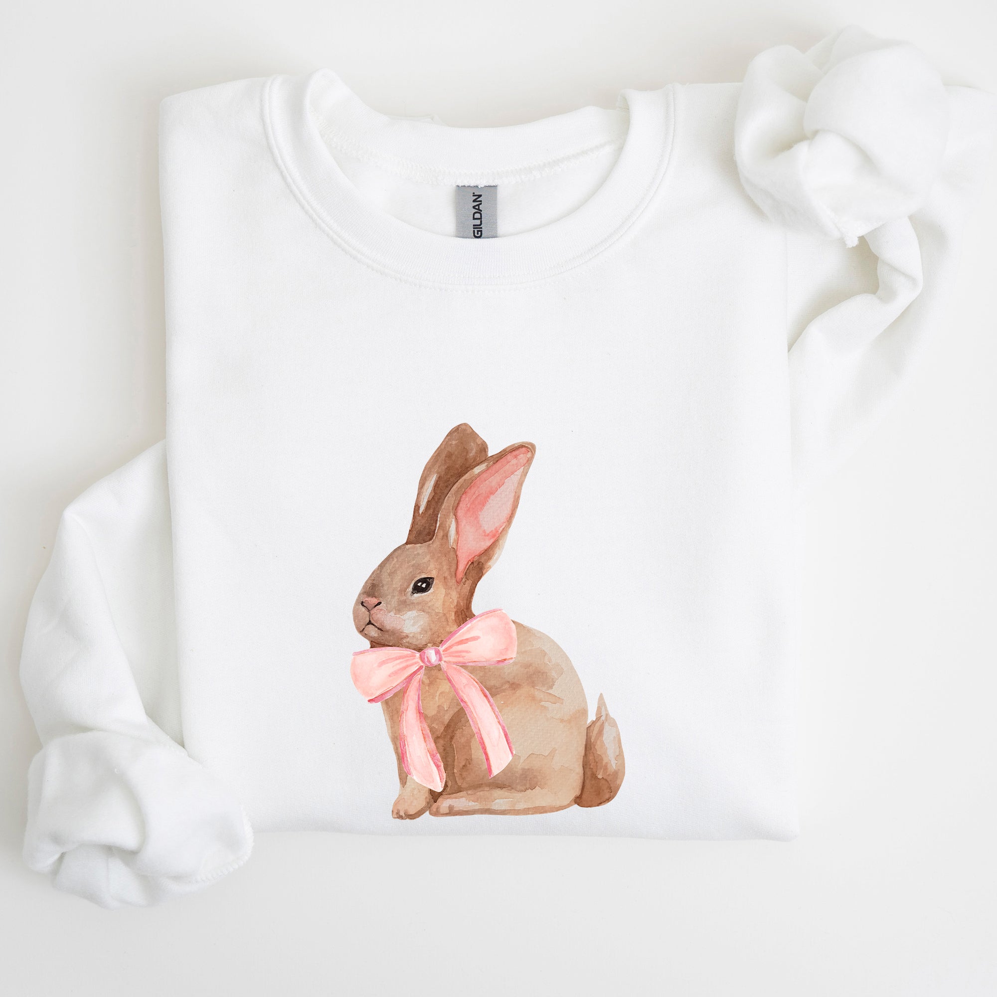 Easter Bunny Pink Bow Coquette Soft Girl Era Springtime Theme Cozy Cotton Sweatshirt