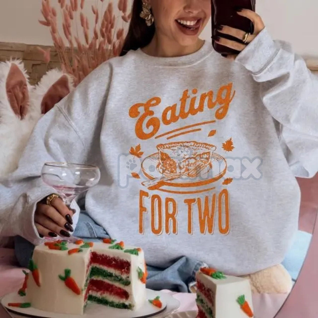 Eating for Two Thanksgiving Pregnancy Announcement Sweatshirt – Cozy Holiday Reveal Top