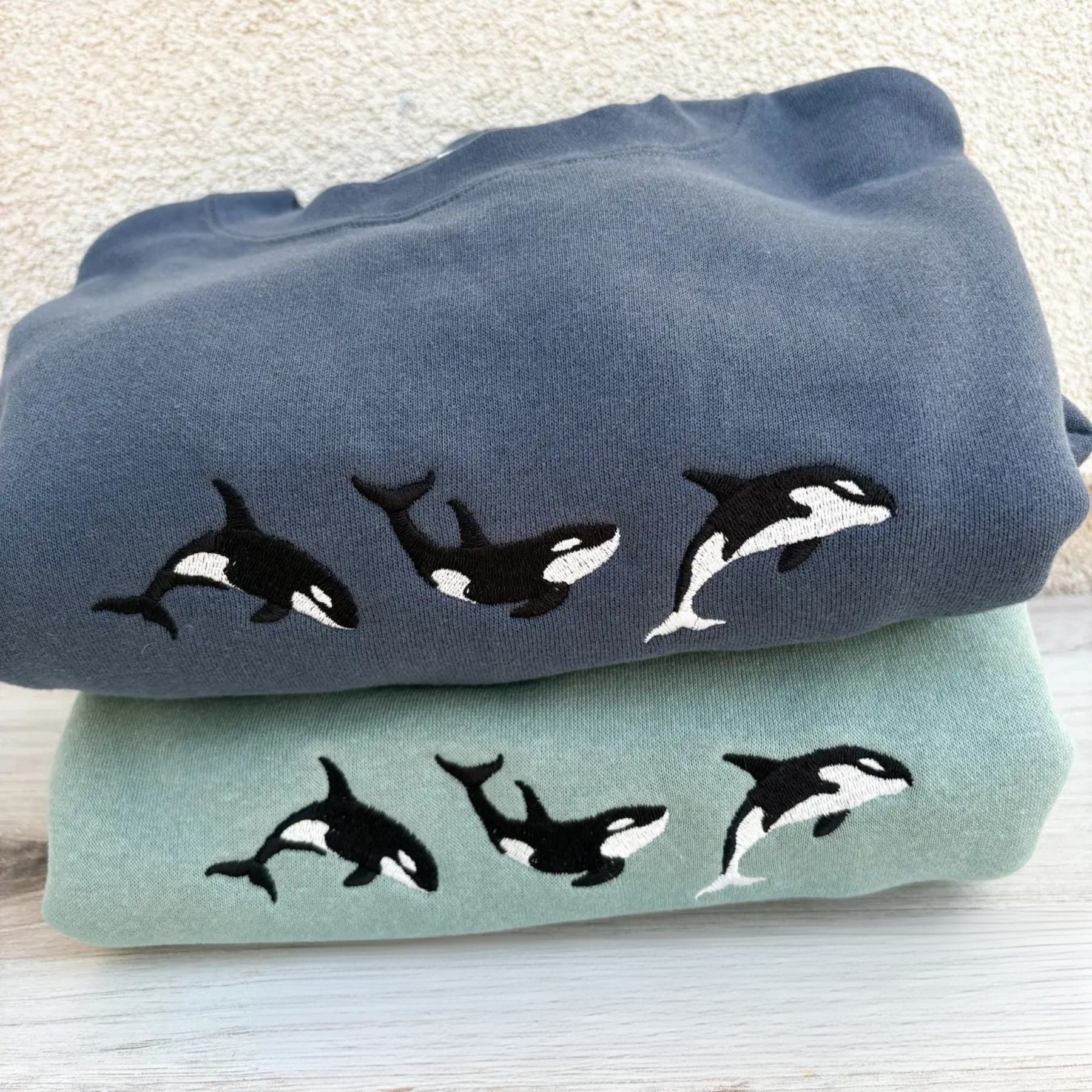 Embroidered Orca Sweatshirt – Ocean Lover's Crewneck, Killer Whale Apparel
