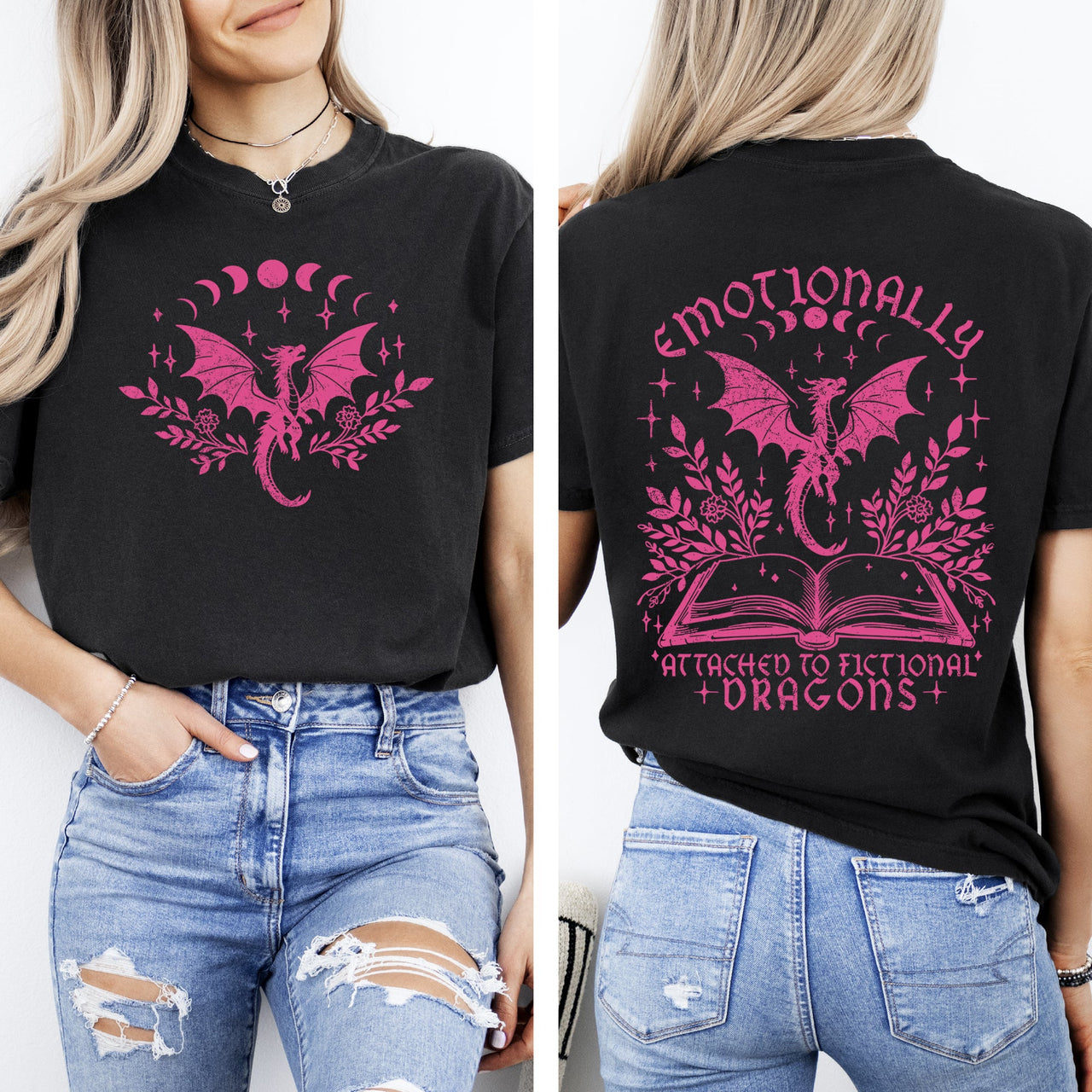Emotionally Attached To Fictional Dragons Romantasy Booktok Reading Library Books Comfort Colors Tee