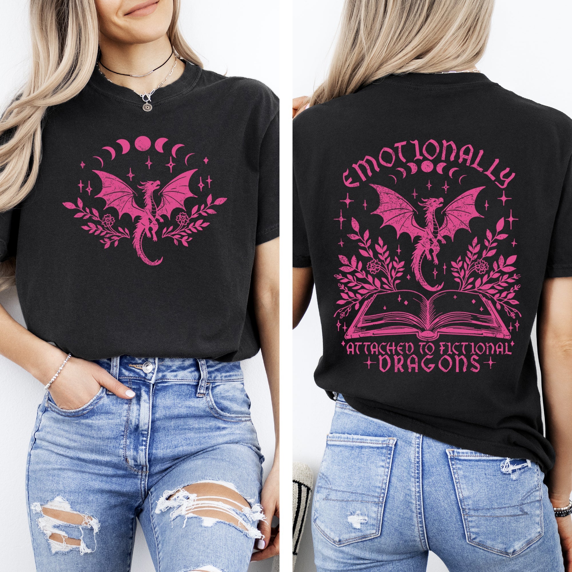 Emotionally Attached To Fictional Dragons Romantasy Booktok Reading Library Books Comfort Colors Tee