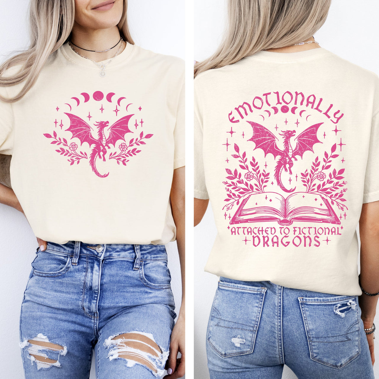 Emotionally Attached To Fictional Dragons Romantasy Booktok Reading Library Books Comfort Colors Tee