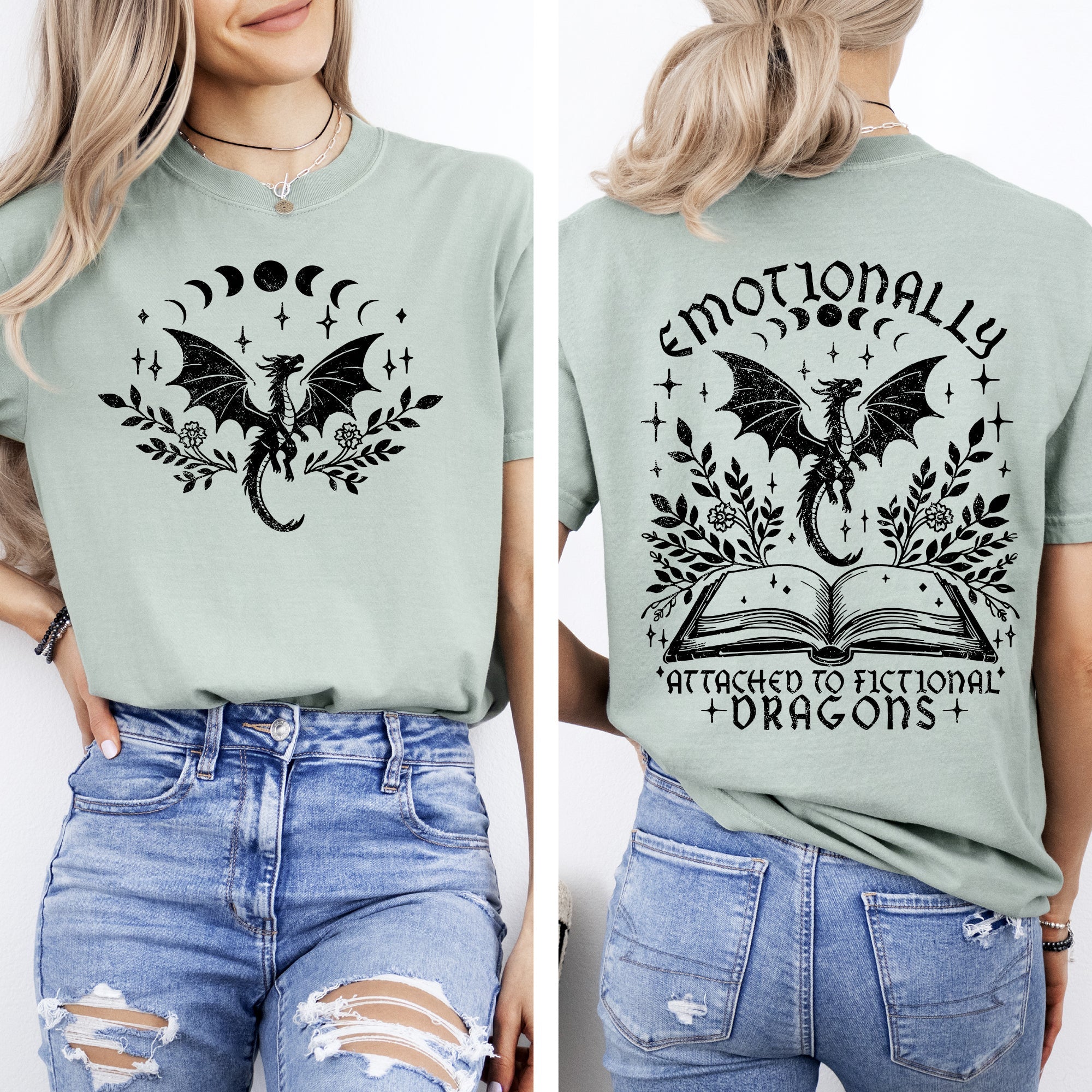 Emotionally Attached To Fictional Dragons Romantasy Booktok Reading Library Books Comfort Colors Tee