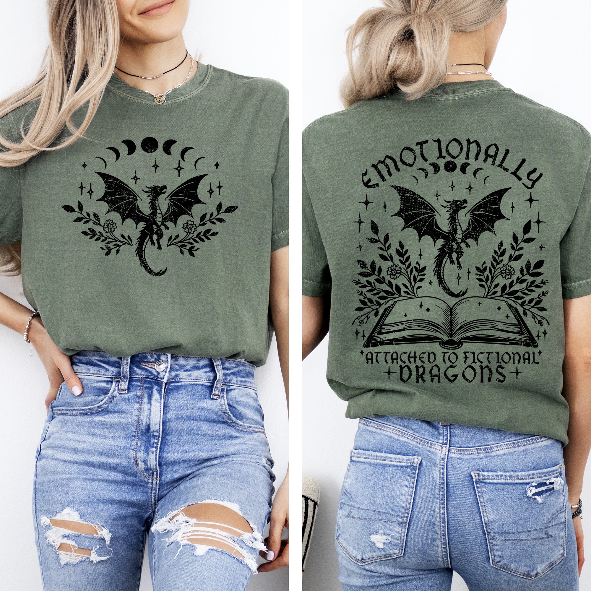 Emotionally Attached To Fictional Dragons Romantasy Booktok Reading Library Books Comfort Colors Tee