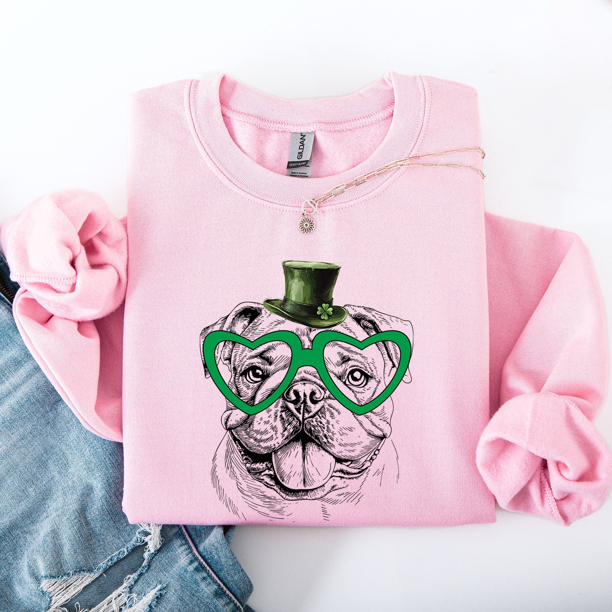 English Bulldog Adorable Dog St Patrick's Day Lucky Irish Pride Cozy Comfort Warmth Sweatshirt