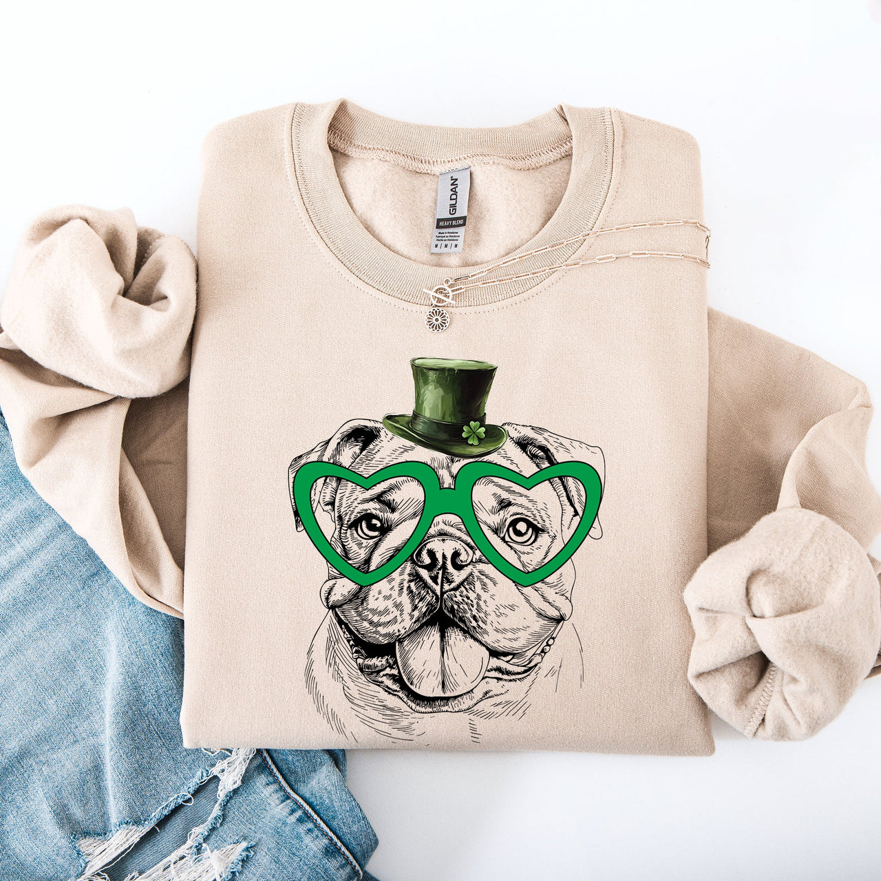 English Bulldog Adorable Dog St Patrick's Day Lucky Irish Pride Cozy Comfort Warmth Sweatshirt