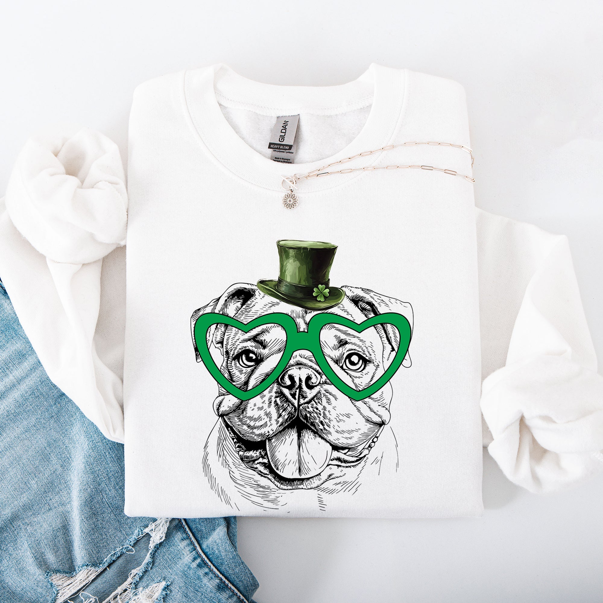 English Bulldog Adorable Dog St Patrick's Day Lucky Irish Pride Cozy Comfort Warmth Sweatshirt