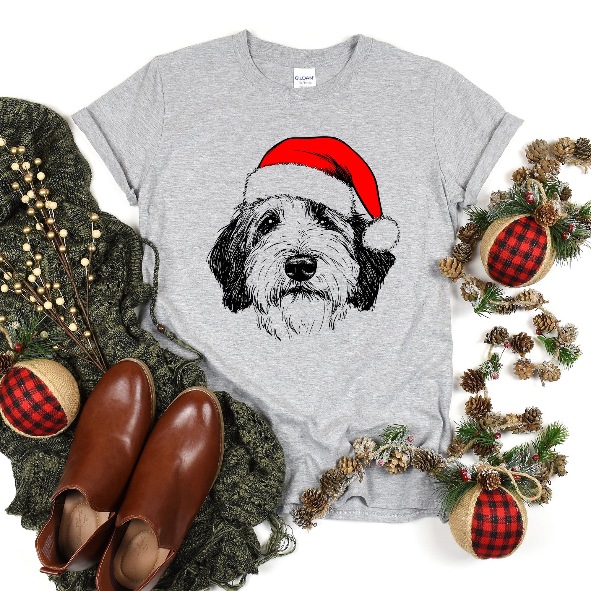 English Sheepdog Santa Christmas Dog Lover Pet For All Dog Lovers Comfort Colors Tee