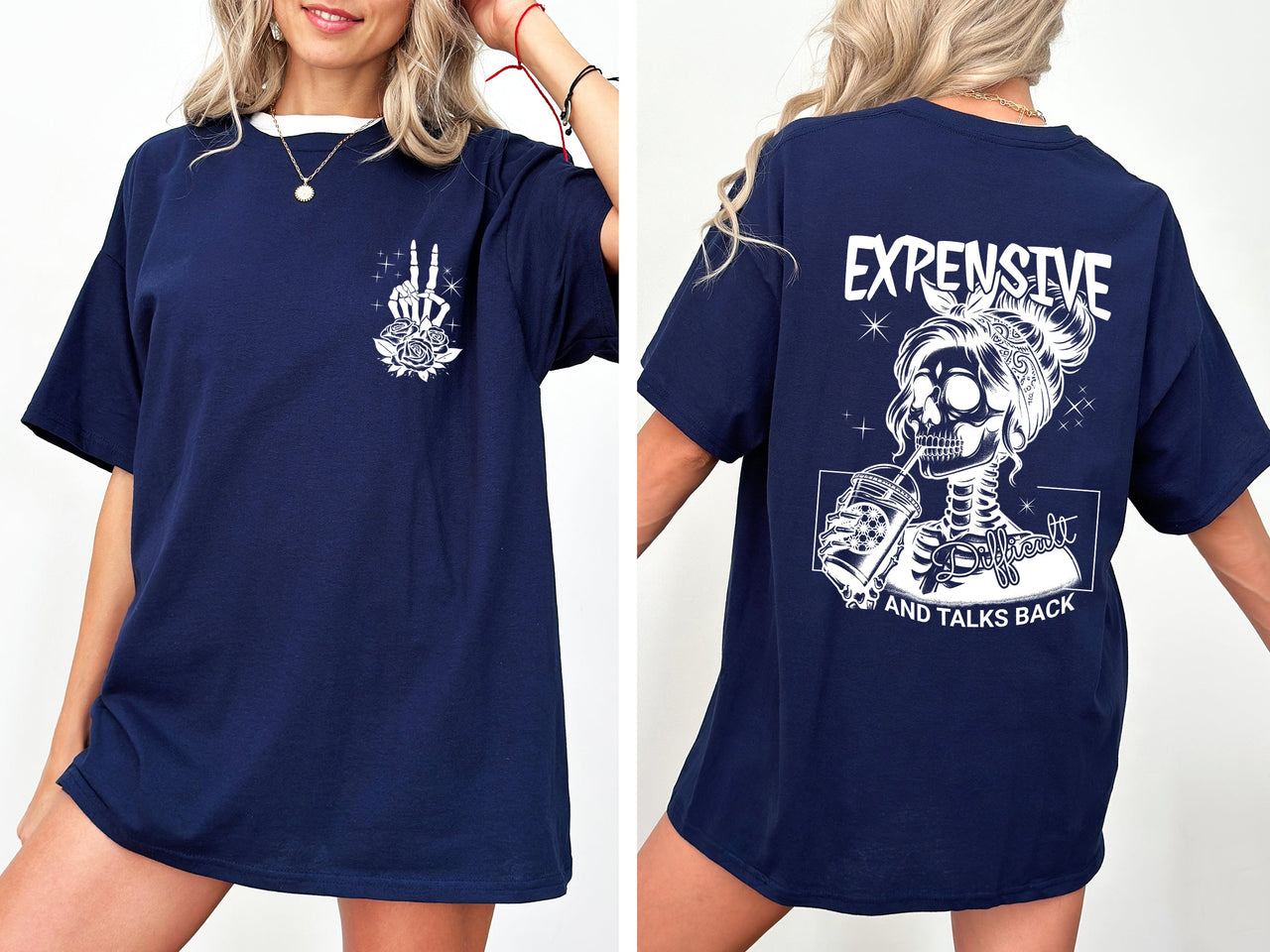 Expensive Difficult Talks Back Wild Woman Mom Mother Skeleton Retro Comfort Colors Tee