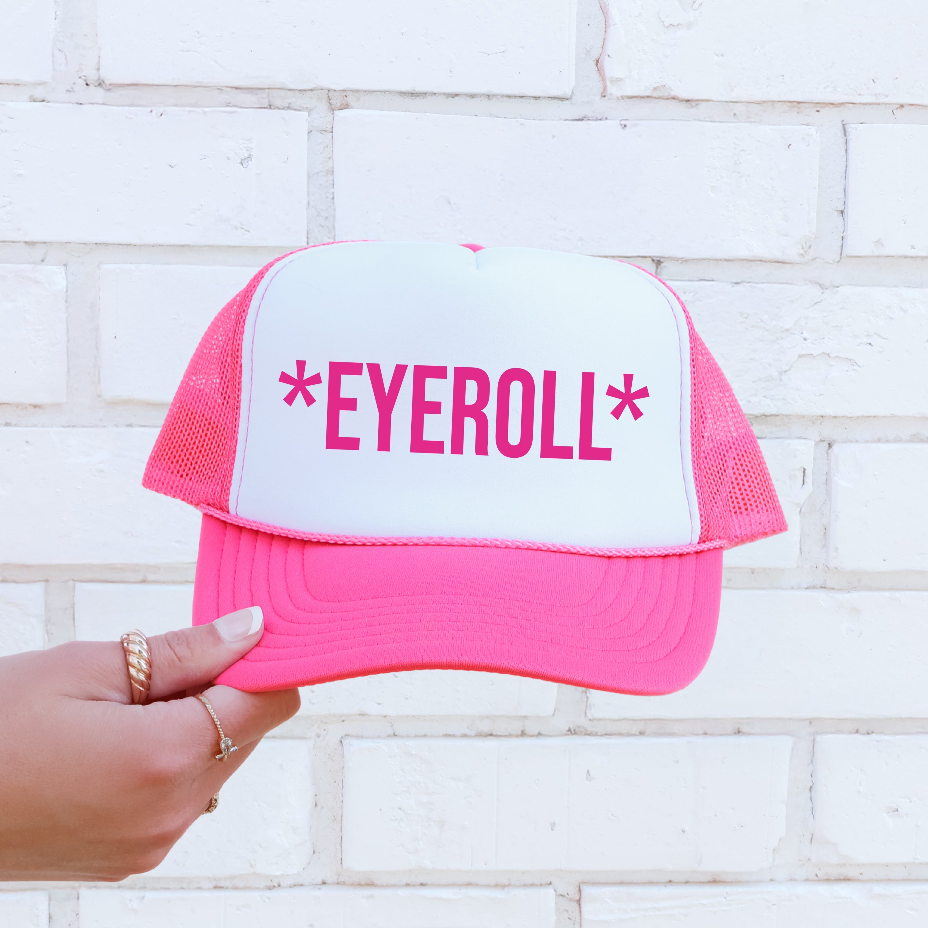 Eyeroll Sassy Funny Bright Pink Official Limited Edition Bold Sarcasm Trucker Hat