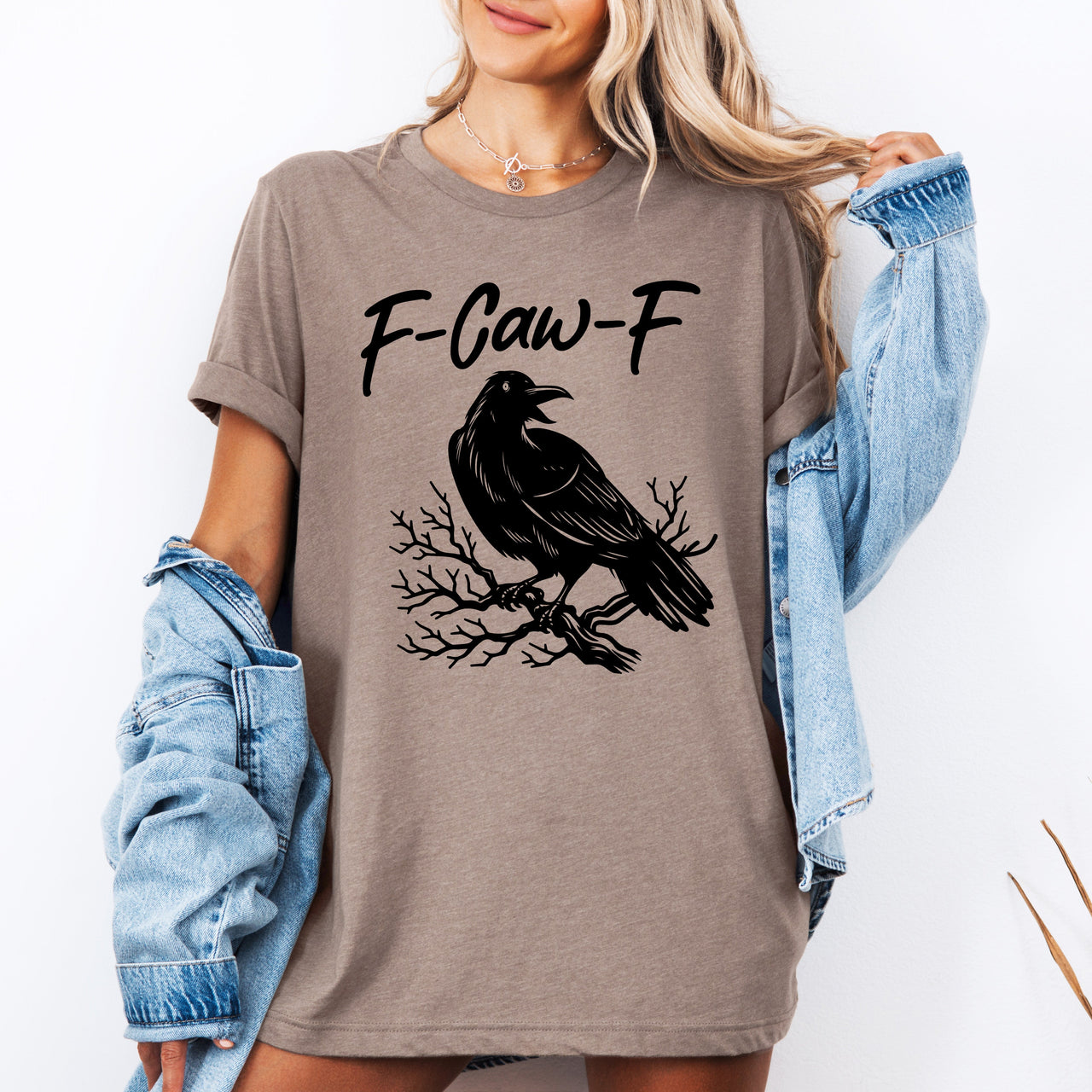 F-Caw-F Raven Crow Halloween Goth Witch Spooky Dark Humor Moonlit Nightfall Raven's Call Occult Gothic Vibes Graphic Tee