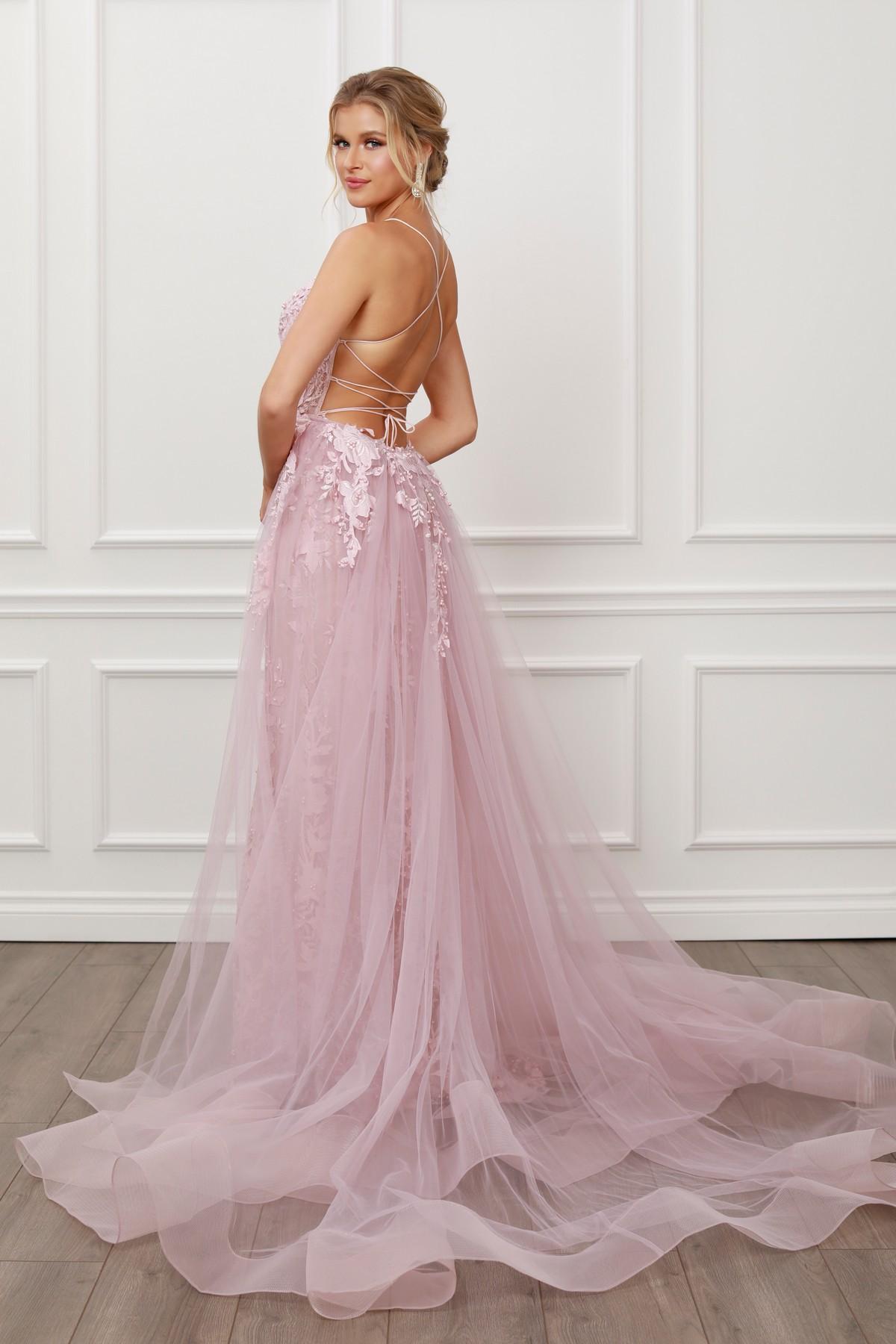 Nox Anabel F485 Lace and Beads Mermaid Gown Chiffon Overskirt