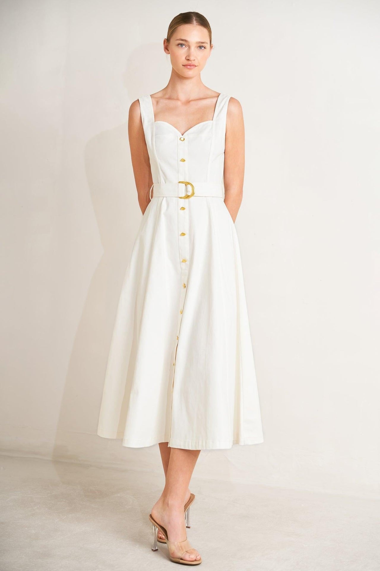 BELLA PORTOFINO WOVEN MIDI DRESS