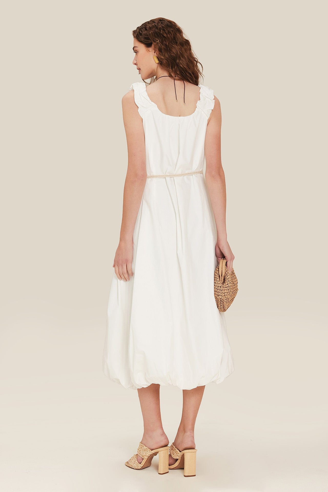 RIVERSIDE SIPS WOVEN MIDI DRESS