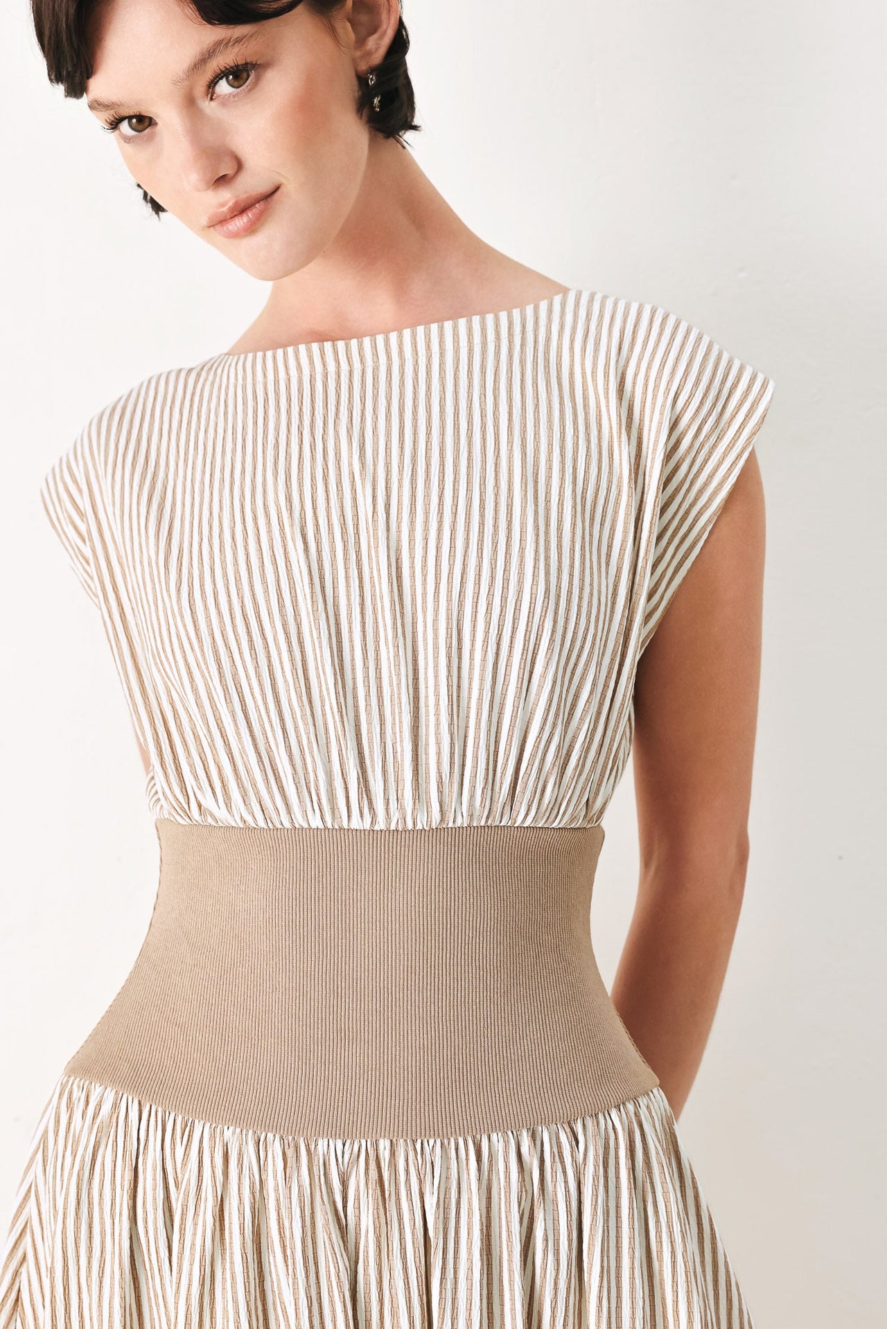 HAMPTONS MORNING STRIPE WOVEN MIDI DRESS