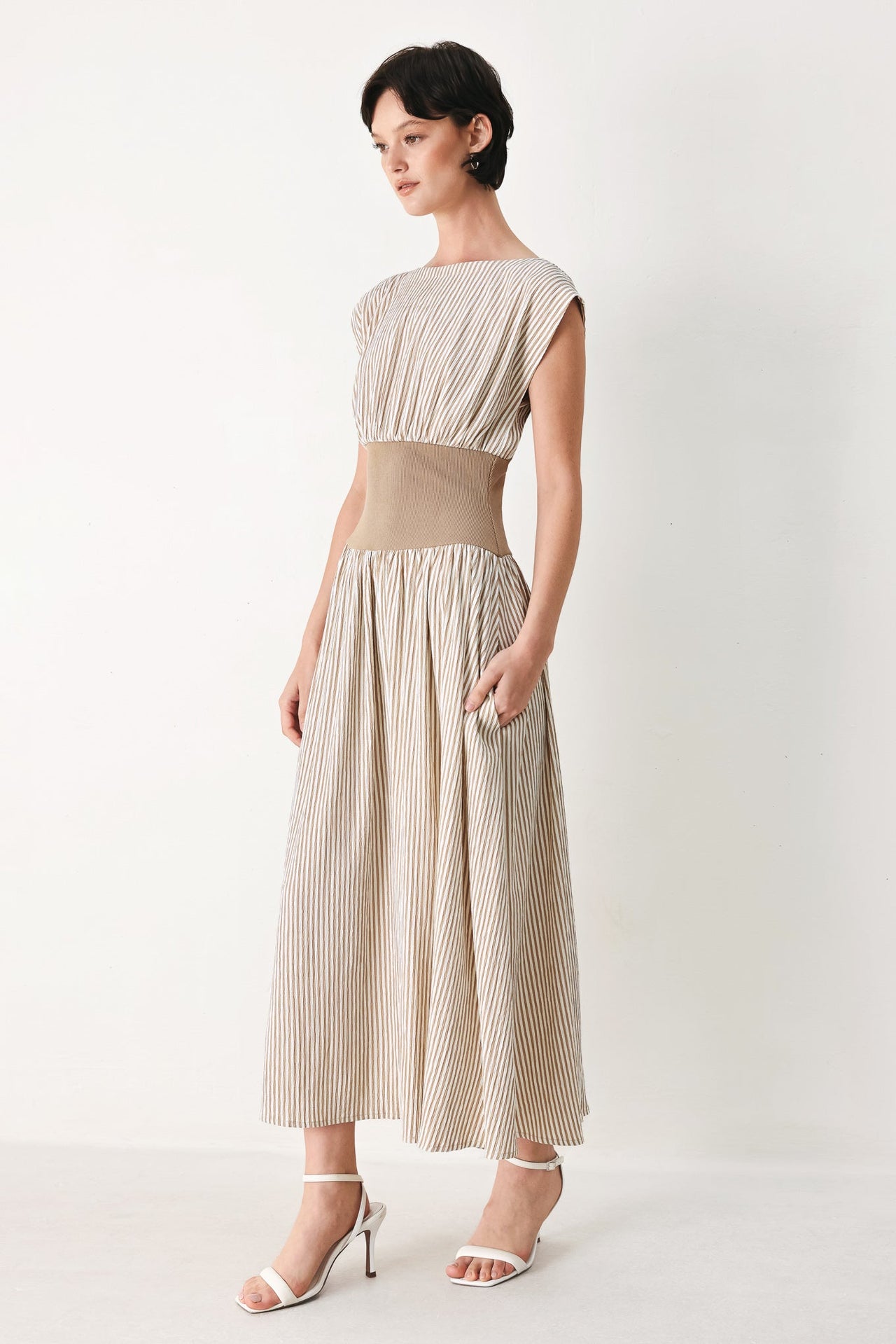 HAMPTONS MORNING STRIPE WOVEN MIDI DRESS