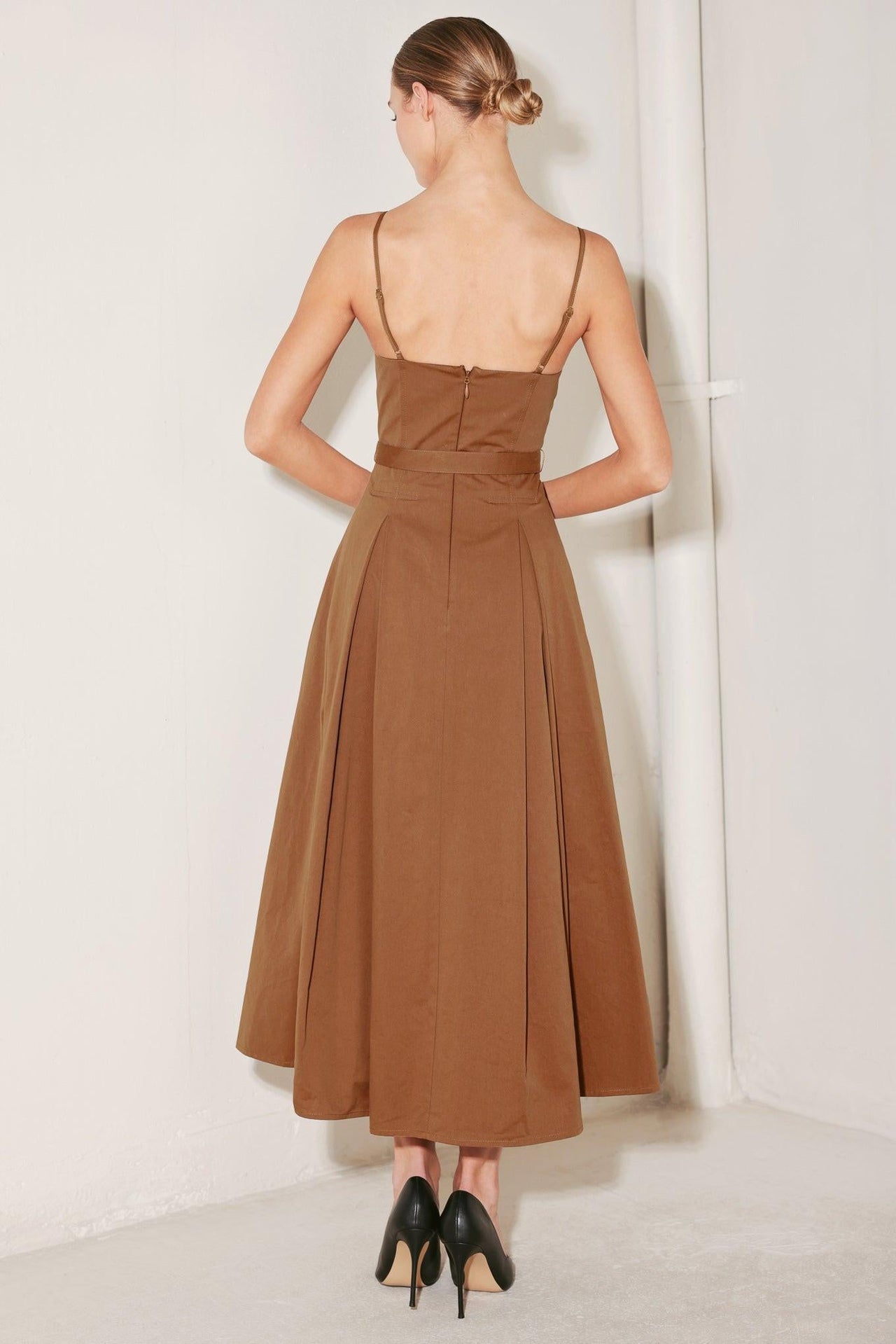 SUNSET SILHOUETTE WOVEN MIDI DRESS