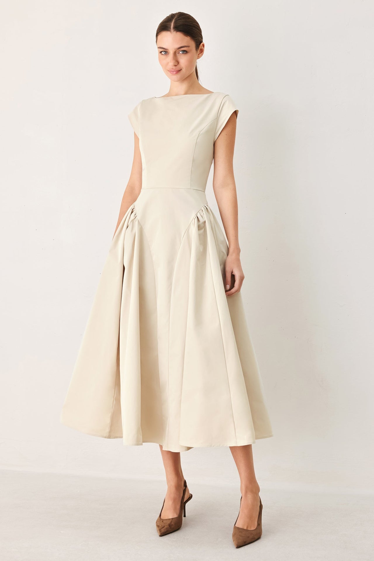 POLISHED OCCASION WOVEN MIDI DRESS