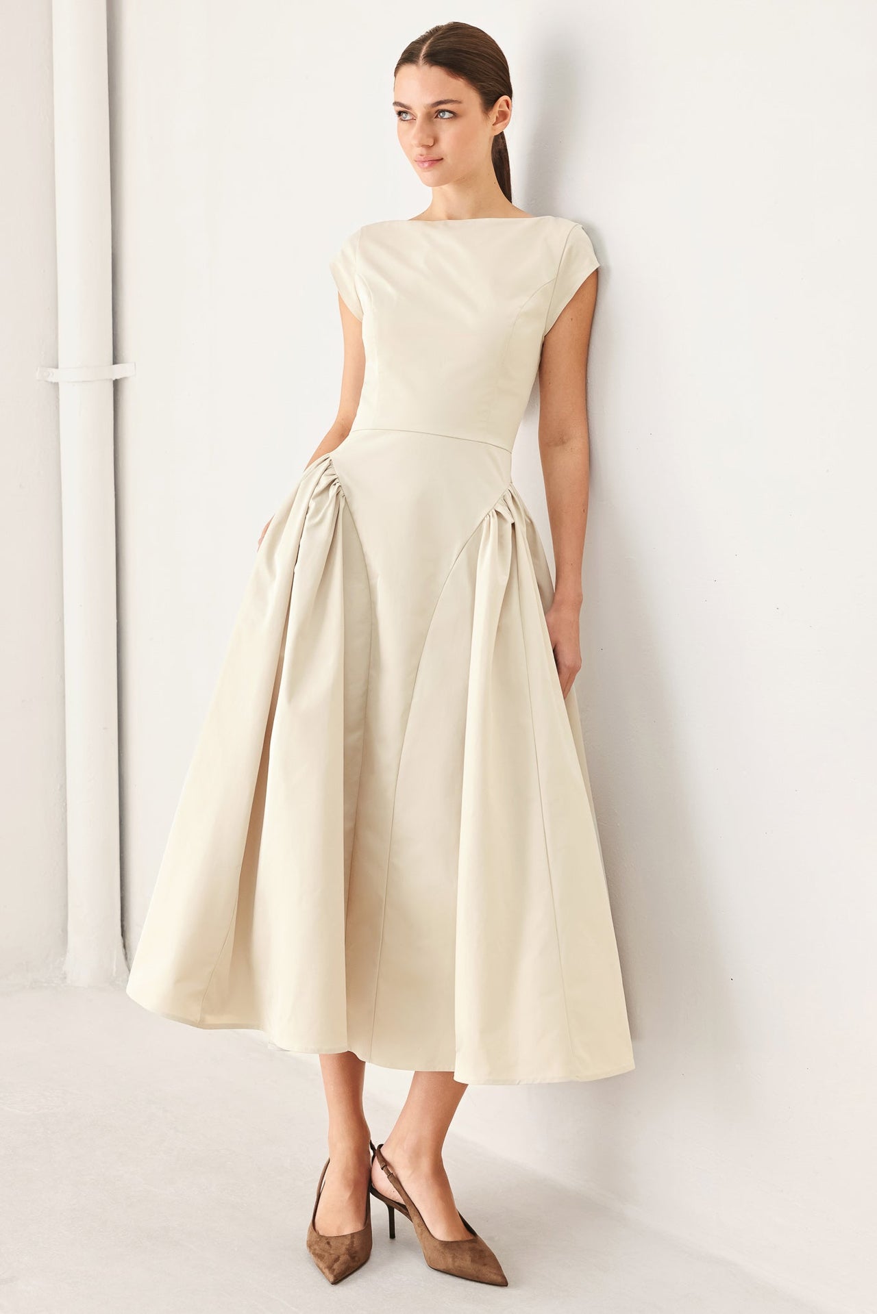 POLISHED OCCASION WOVEN MIDI DRESS