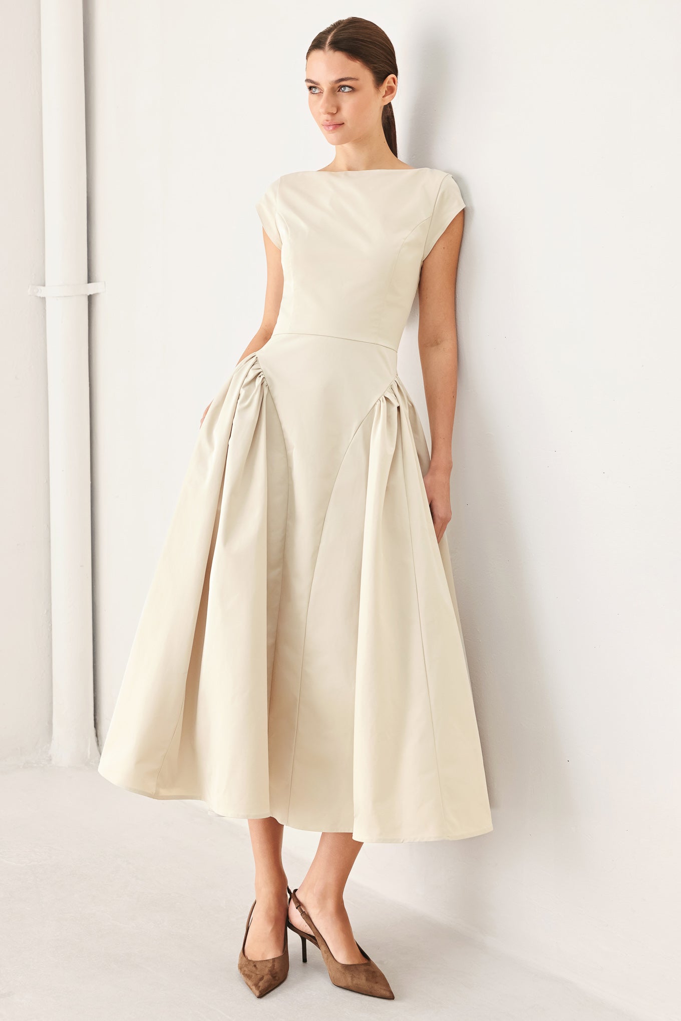 POLISHED OCCASION WOVEN MIDI DRESS