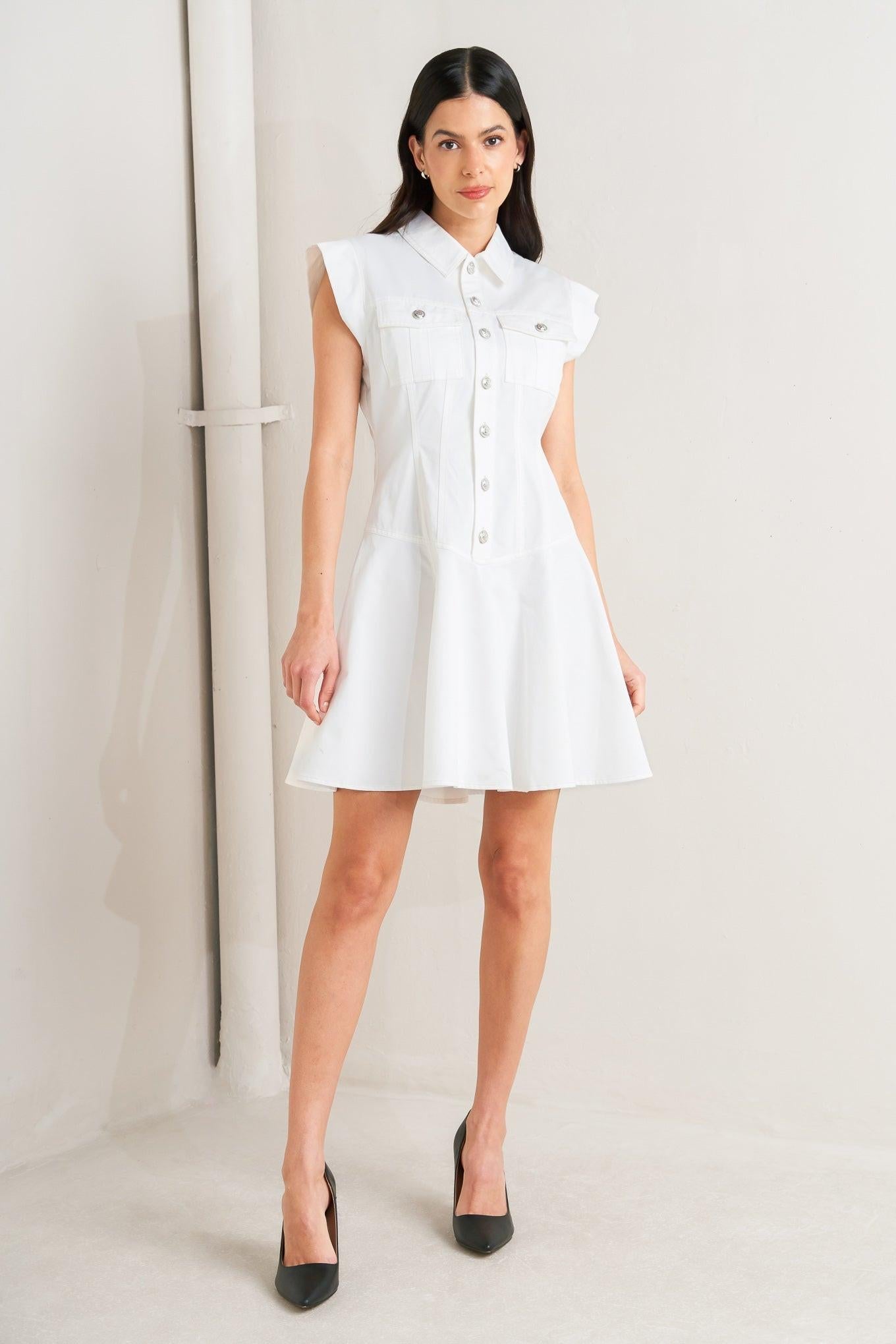 CONFIDENTLY YOURS WHITE WOVEN MINI DRESS