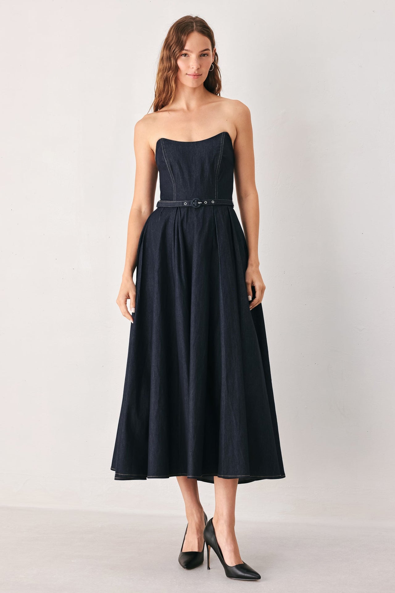 PARTY MUSE DENIM MIDI DRESS