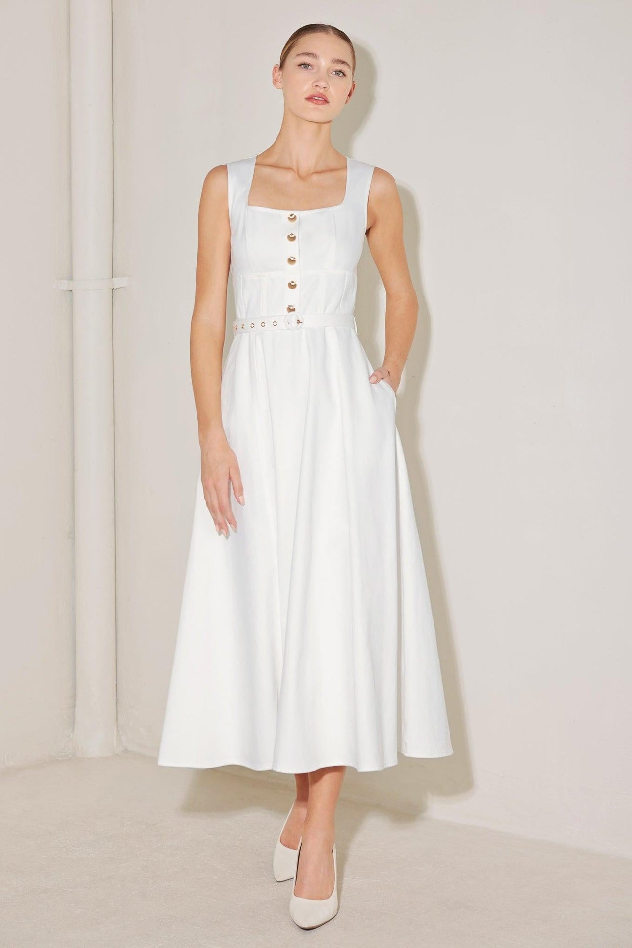 SUMMER SOCIAL WOVEN MIDI DRESS