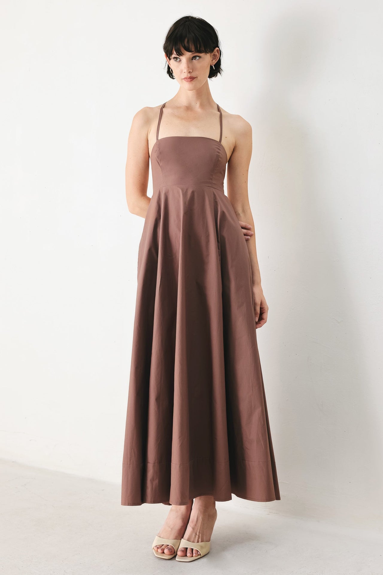 PURE LINE WOVEN MIDI DRESS