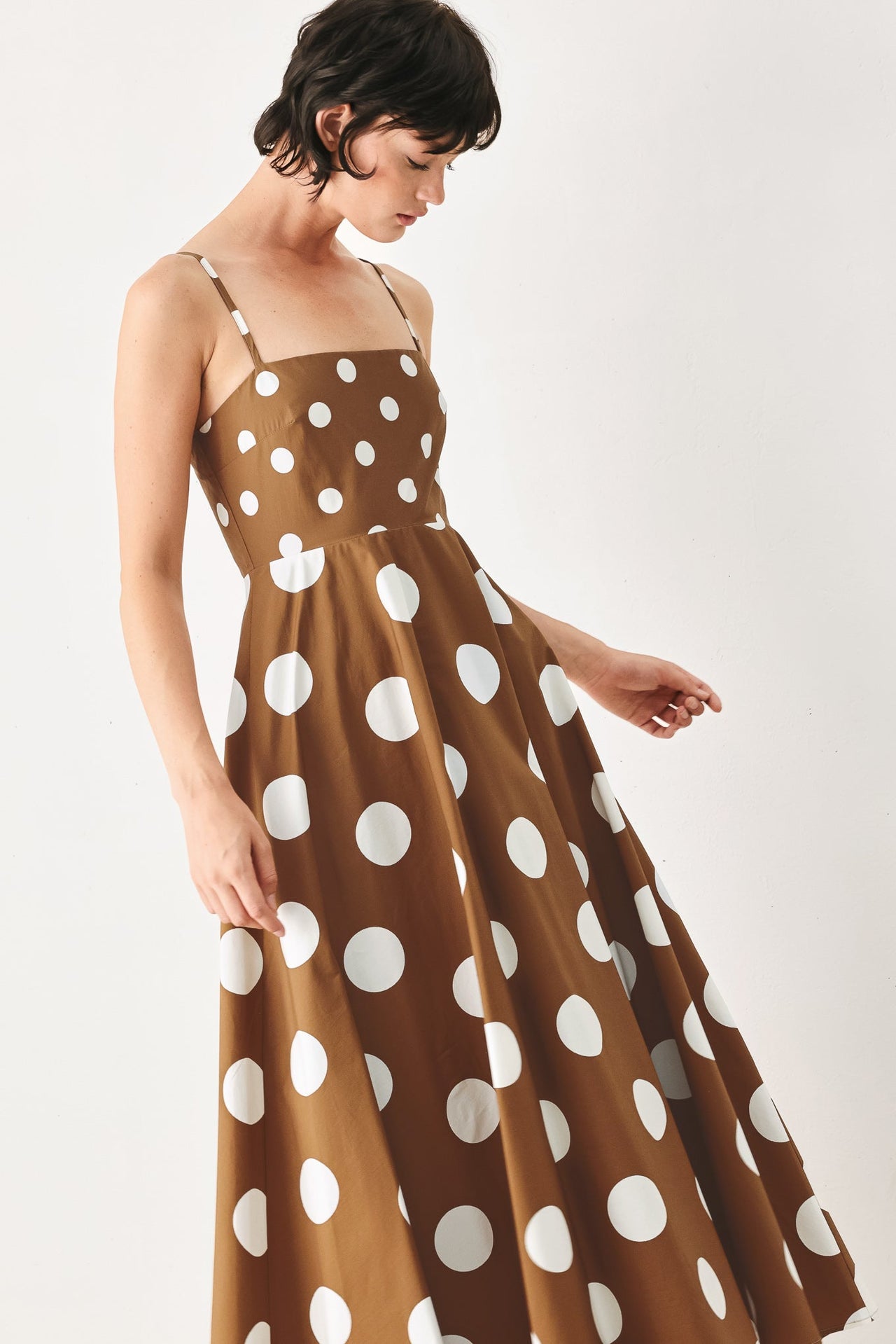 DOLCE VITA POLKA DOT WOVEN MIDI DRESS