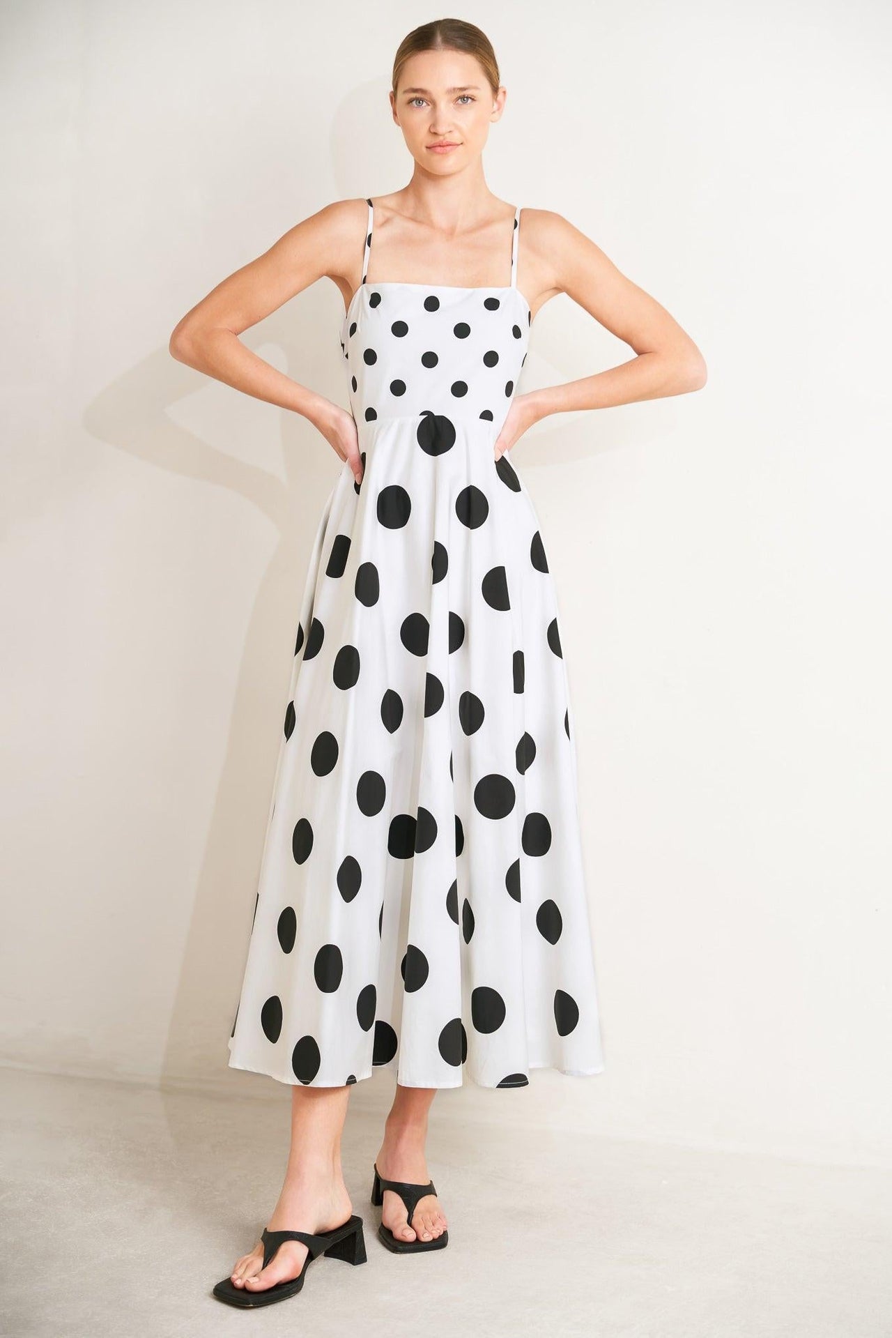 DOLCE VITA POLKA DOT WOVEN MIDI DRESS
