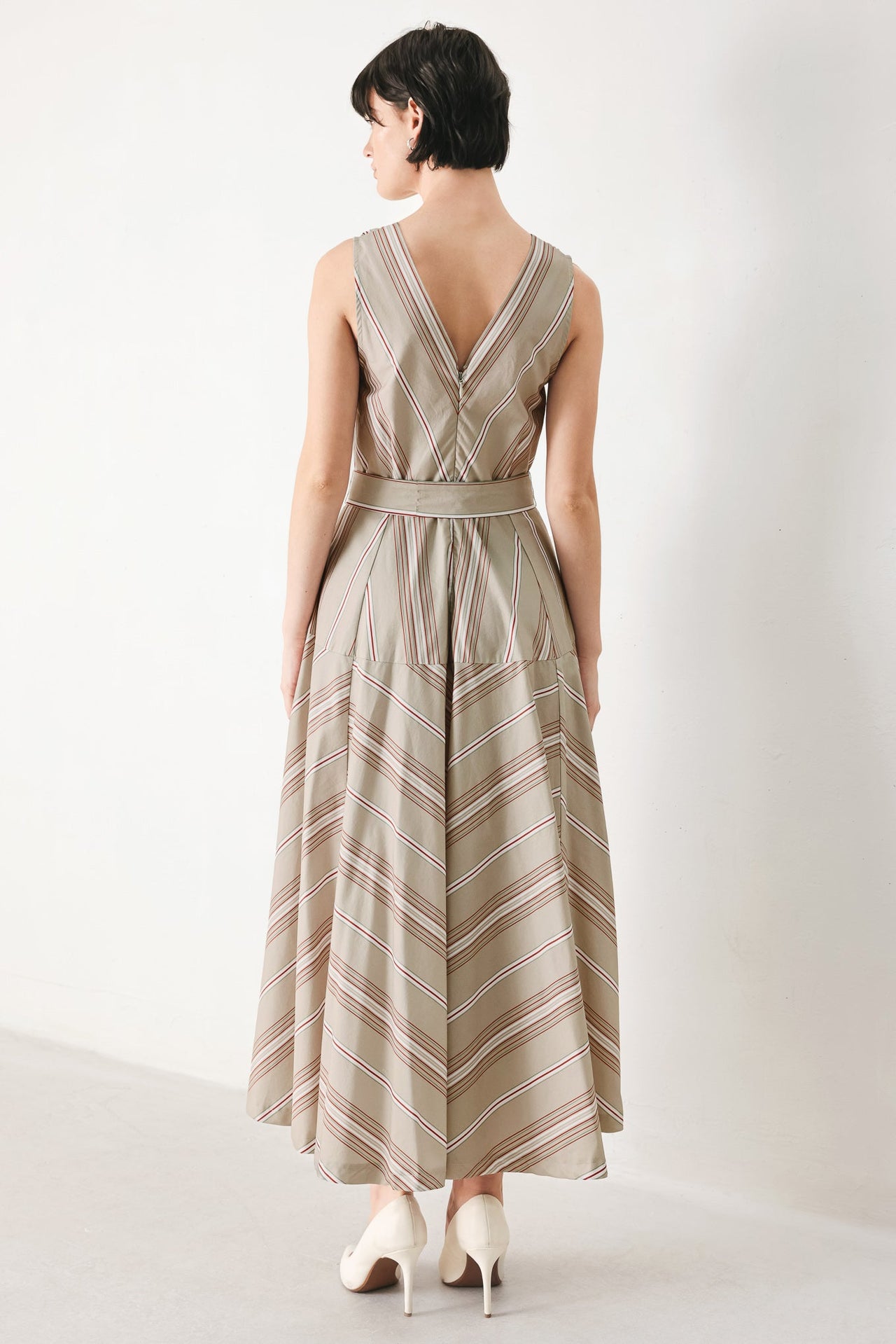 SWEET STRIPE WOVEN MIDI DRESS
