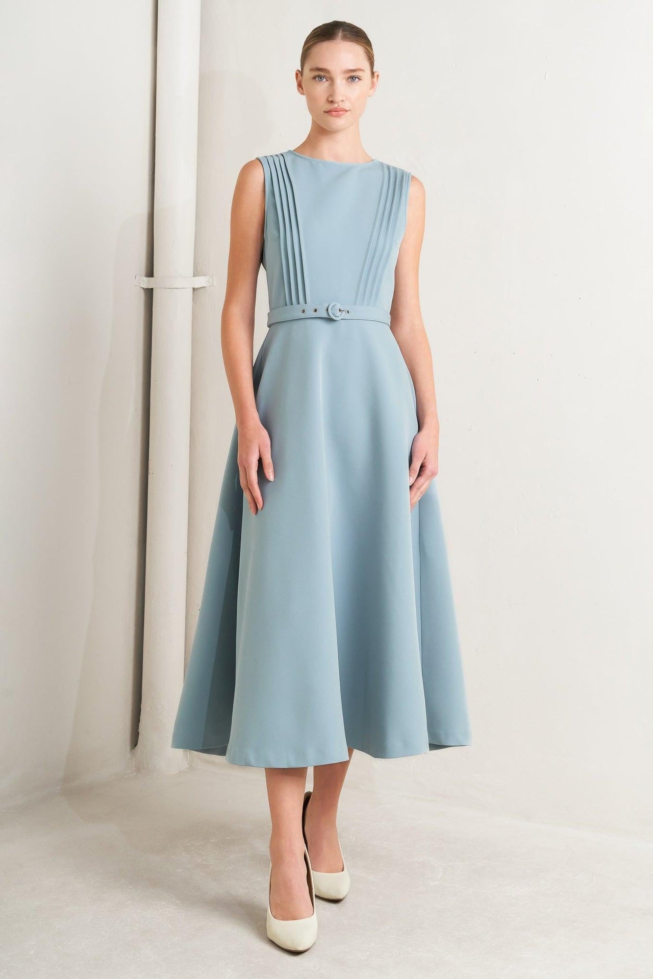 SOFT SPOKEN WOVEN MIDI DRESS