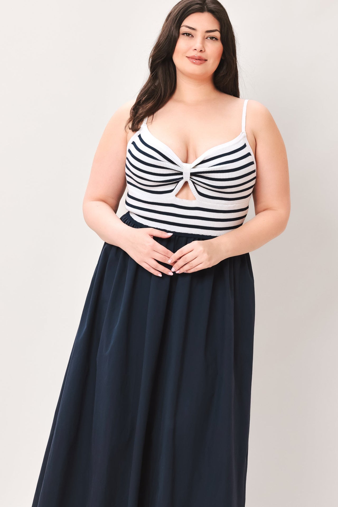 PARIS STRIPE CUTOUT MIDI DRESS