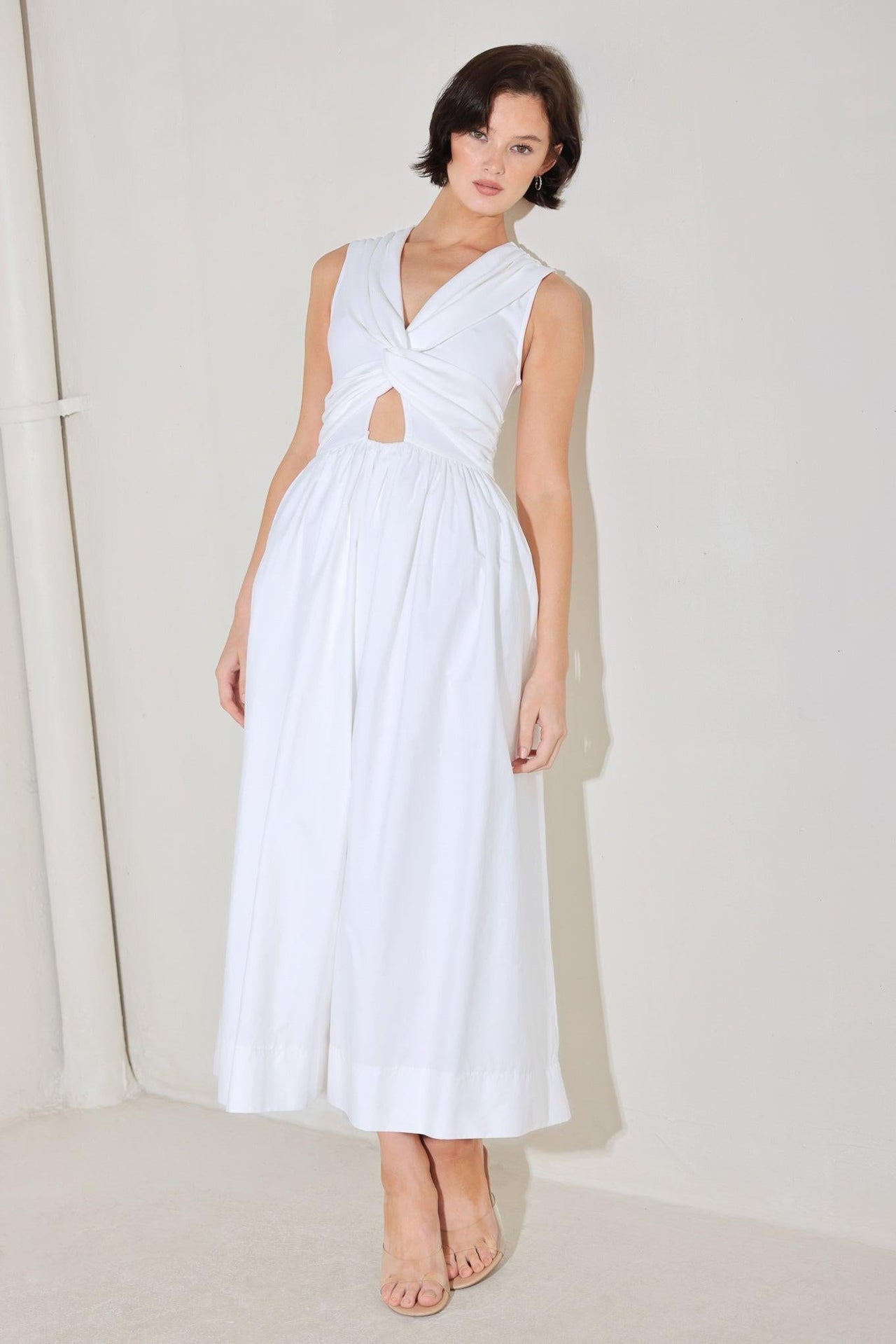 ANGEL VEIL SOLID MIDI DRESS