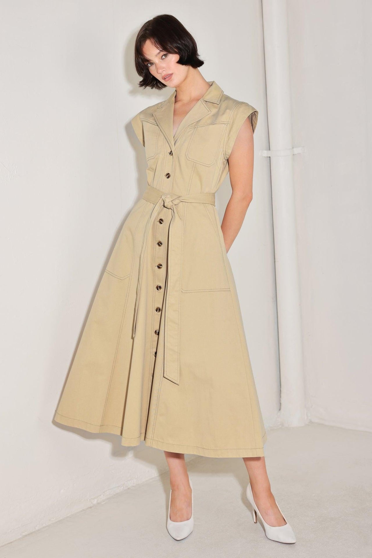 NATURAL INSTINCT WOVEN MIDI DRESS