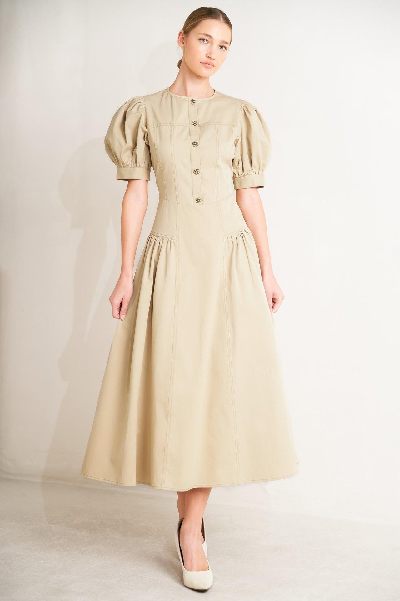 UNDERSTATED ICON WOVEN MIDI DRESS