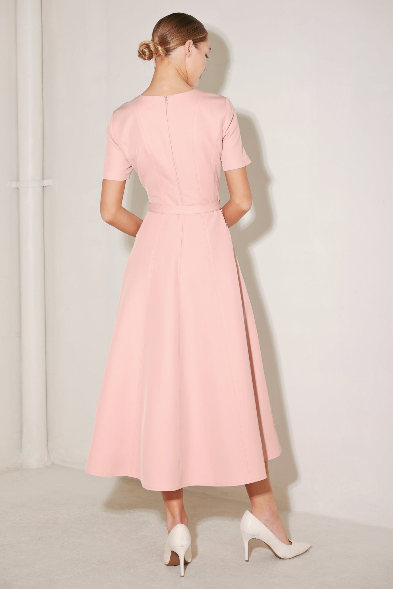 SPRING ICON PINK WOVEN MIDI DRESS