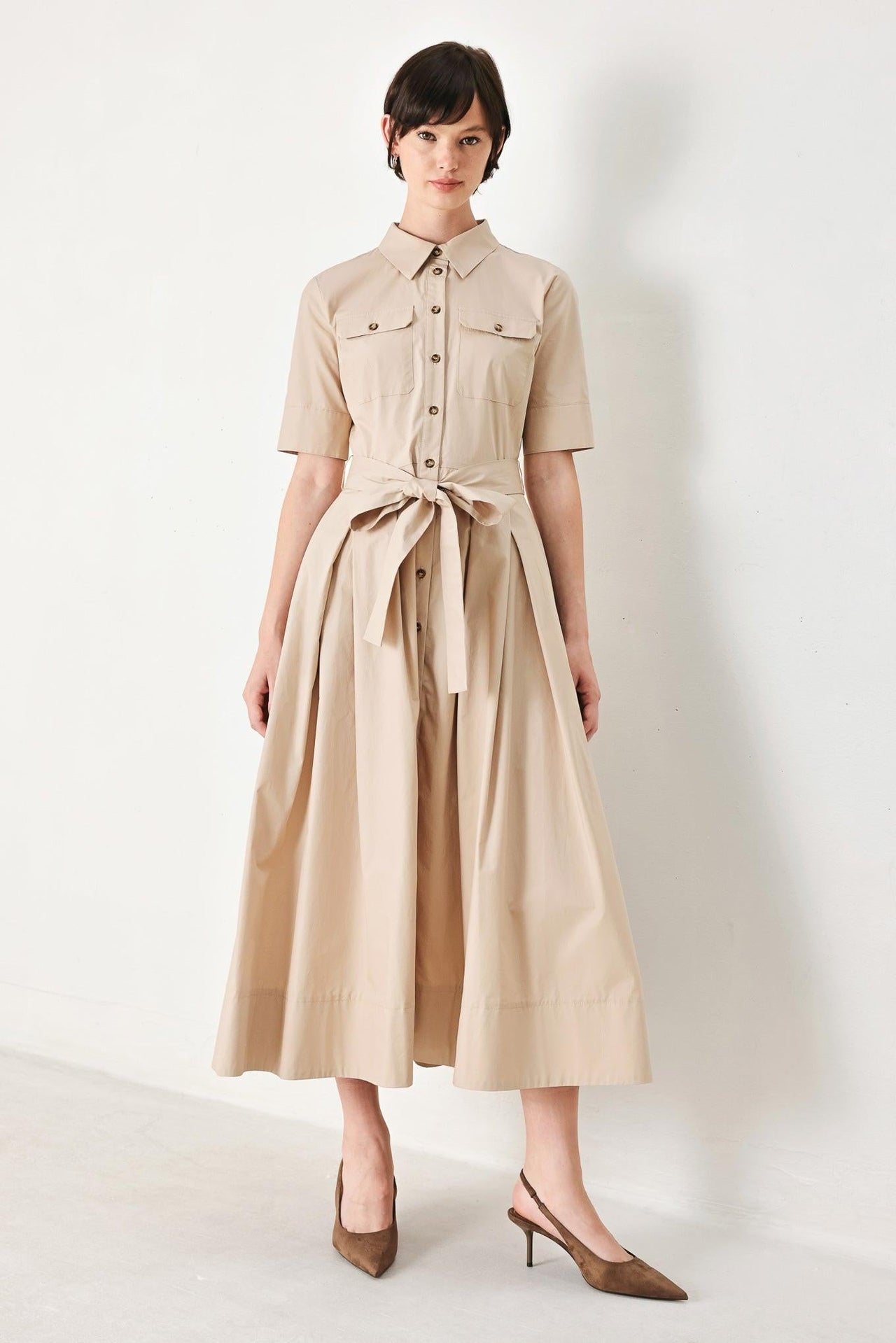 DESERT ICON WOVEN MIDI SHIRT DRESS
