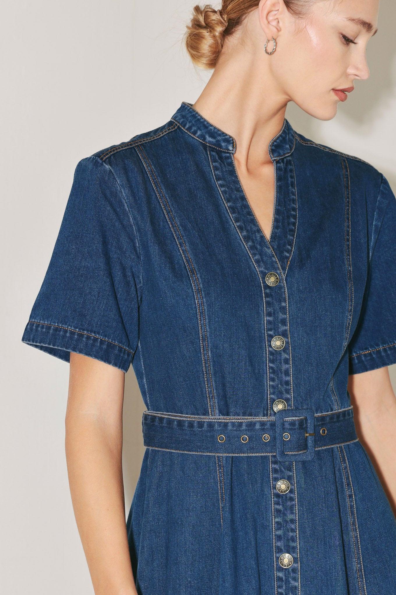 SATURN STREET DENIM MIDI DRESS
