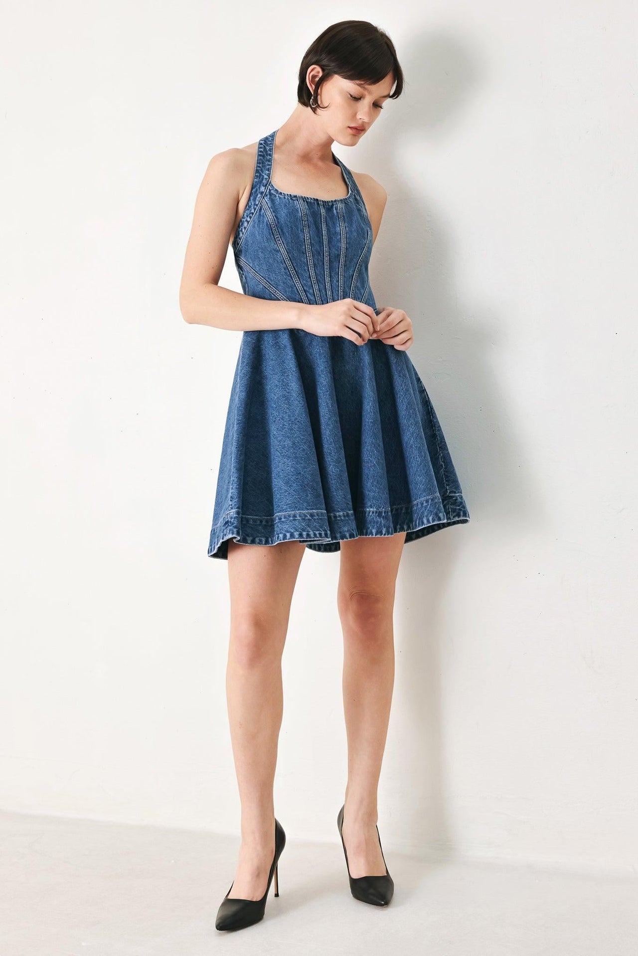 VINTAGE SHAPE DENIM MINI DRESS