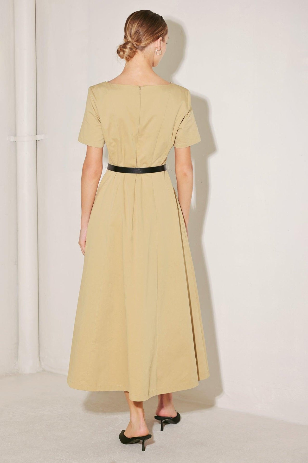 WARM STONE EDIT WOVEN MIDI DRESS