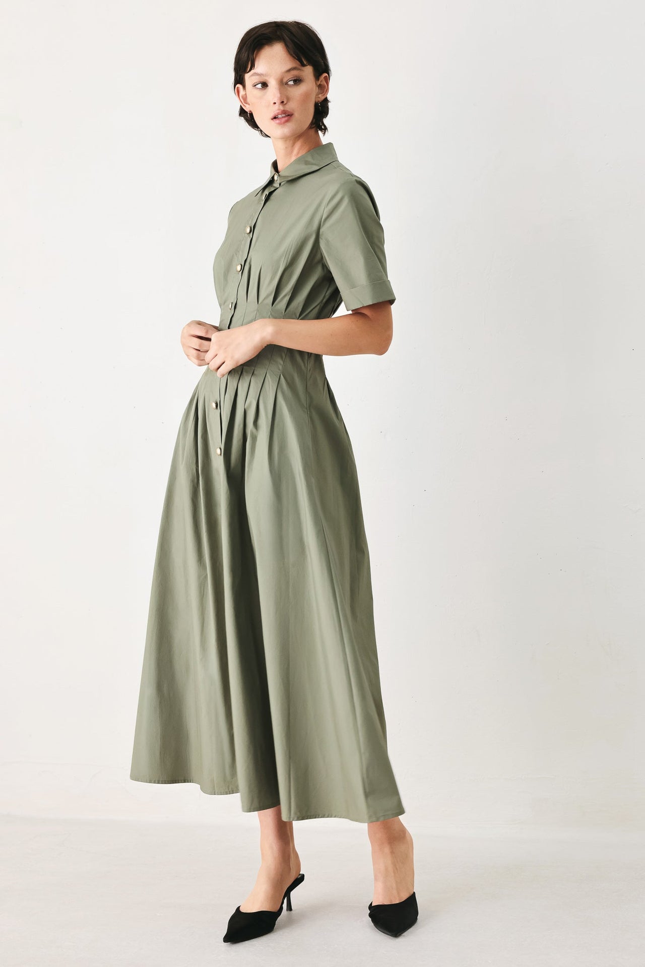 COUNTRYSIDE CHARM WOVEN MIDI DRESS