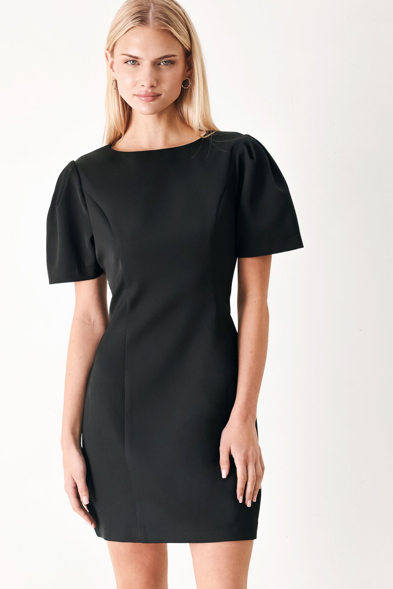 BLACK MIDNIGHT WOVEN MINI DRESS
