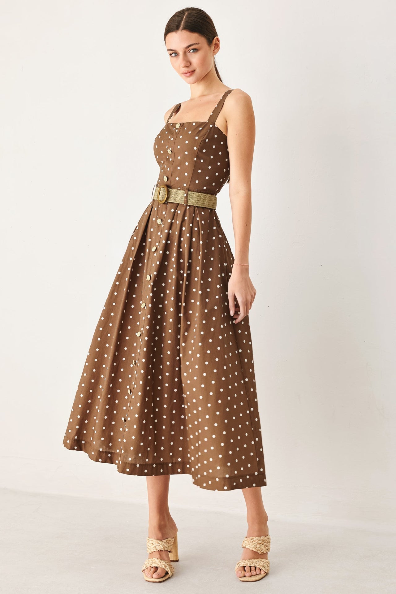 PARISIAN DOT WOVEN MIDI DRESS