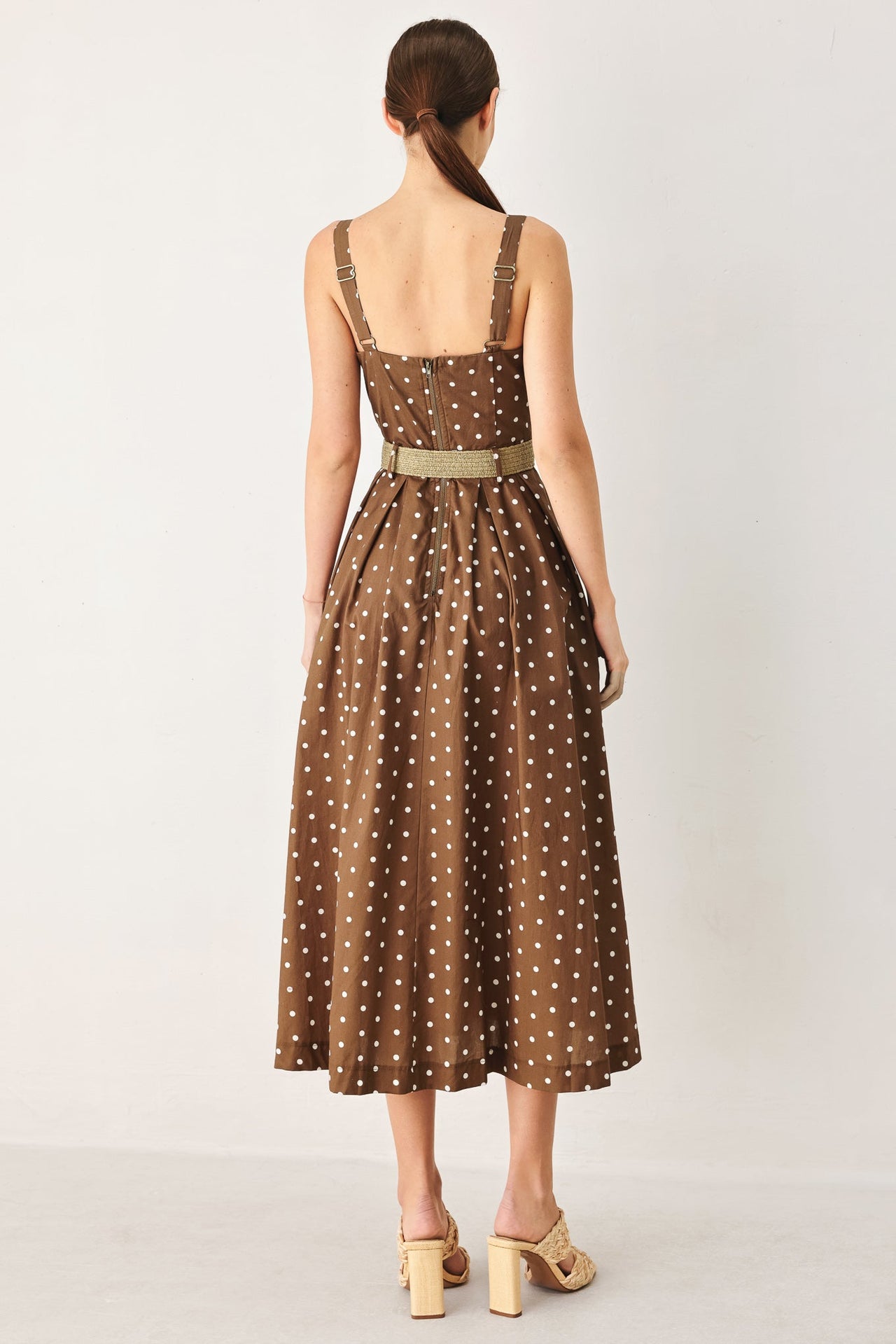 PARISIAN DOT WOVEN MIDI DRESS
