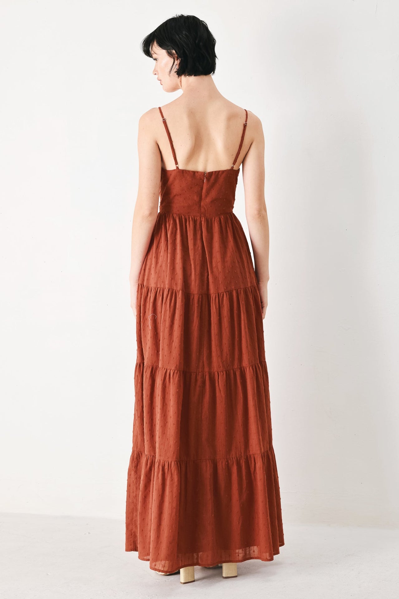 TERRACOTTA SUNSET WOVEN MAXI DRESS