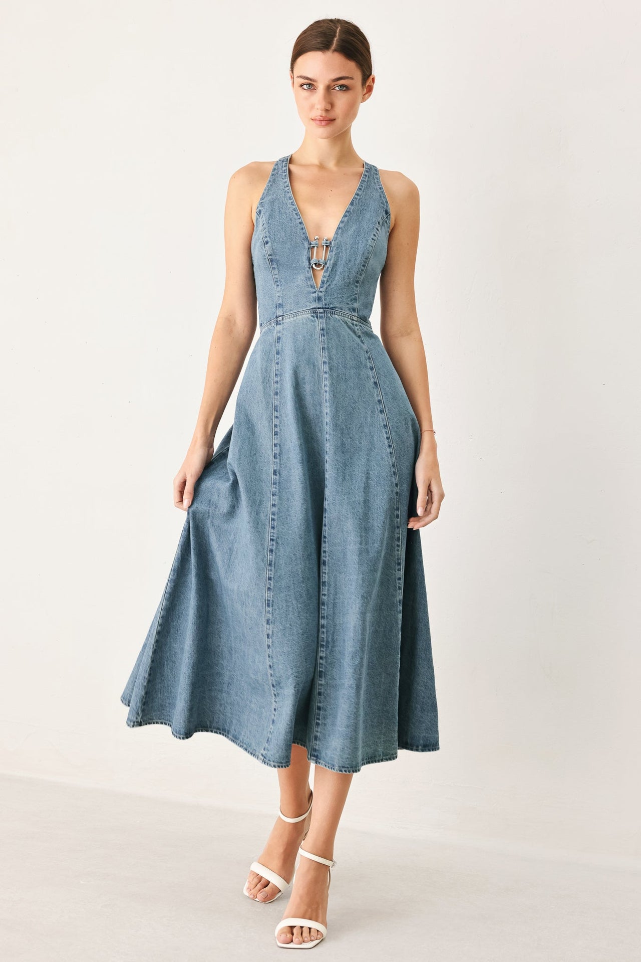 SUNDAY MUSE DENIM MIDI DRESS