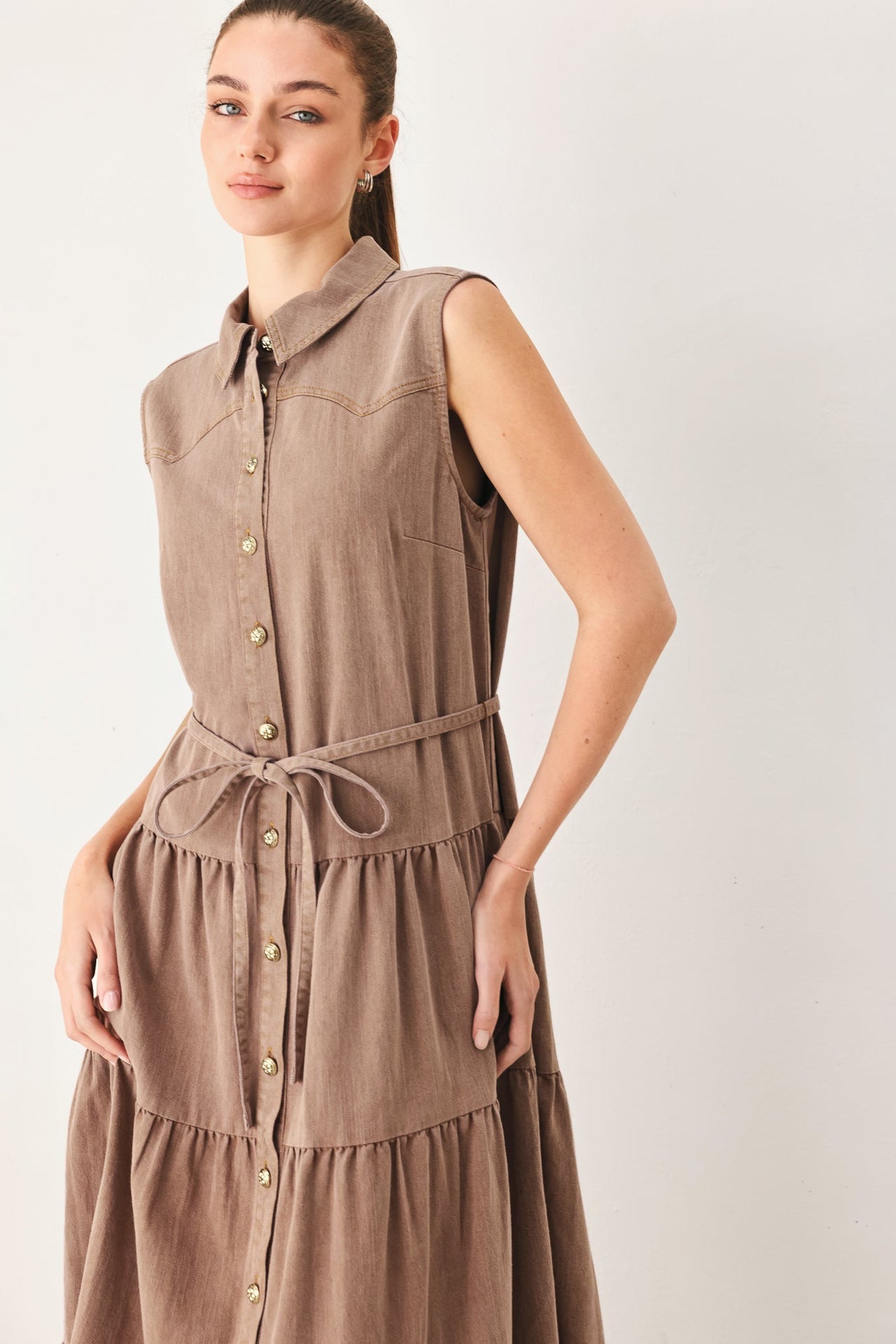 RUSTIC ROMANCE WOVEN MIDI DRESS
