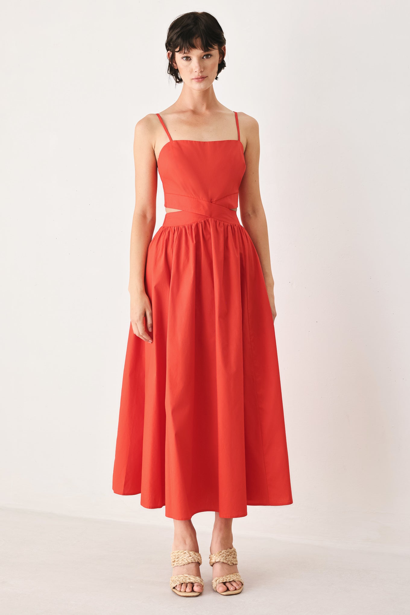 THE RIVIERA NIGHTS WOVEN MIDI DRESS