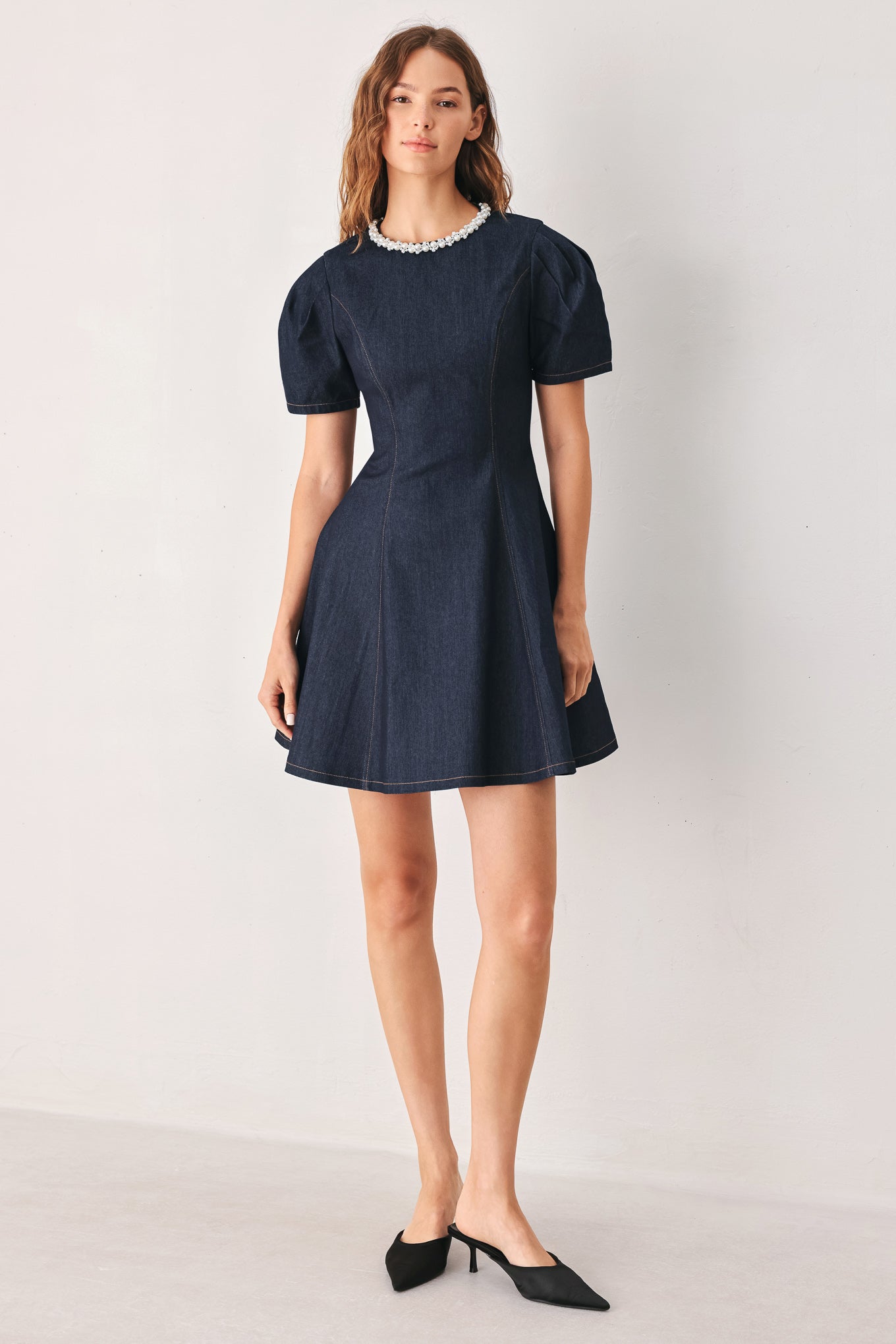 SWEET INDIGO DENIM MINI DRESS
